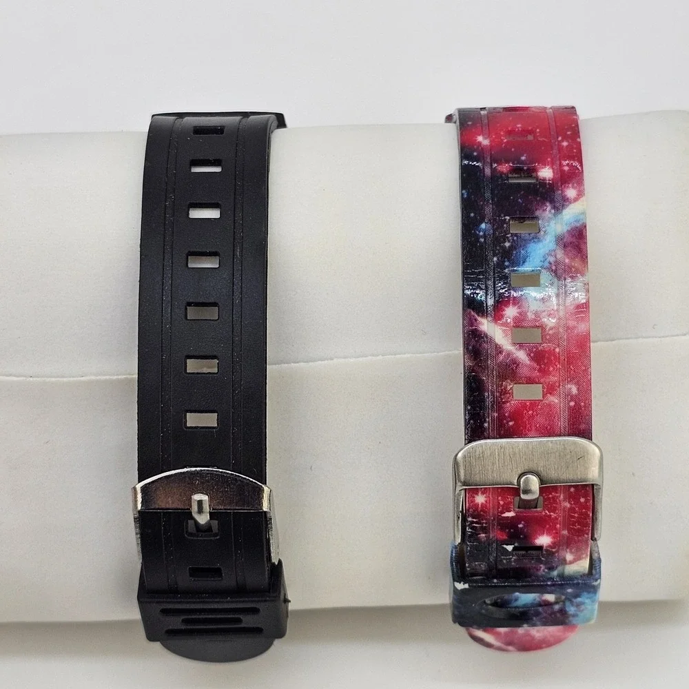 2X Digital Sports Girls Watches 37MM Black Multicolor Case Plastic Bands WORKING